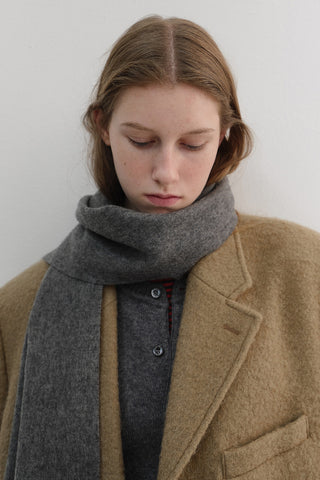 FRINGED CASHMERE MUFFLER MELANGE GREY