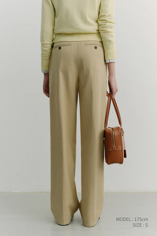 DOUBLE PLEATED CHINO SLACKS BEIGE