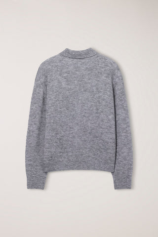 UNISEX HAIRY COLLARED SWEATER MELANGE GREY