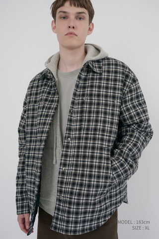 UNISEX QUILTED FLANNEL SHIRT BLACK CHECK