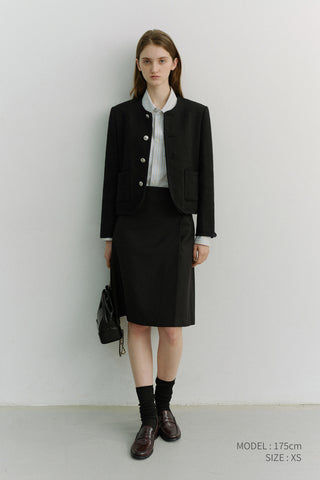 UNISEX CLASSIC BOUCLE TWEED JACKET BLACK