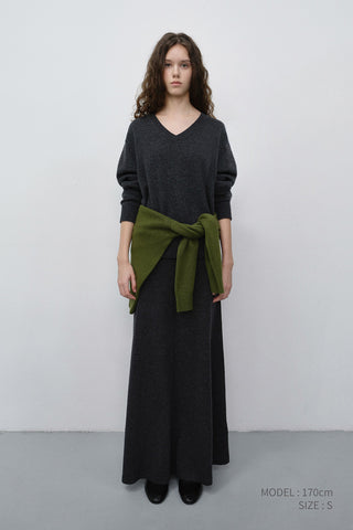 KNITTED MAXI SKIRT CHARCOAL GREY