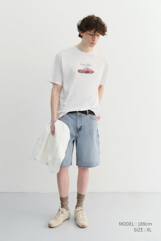 UNISEX SUMMER HOLIDAY CAR T-SHIRT OFF WHITE