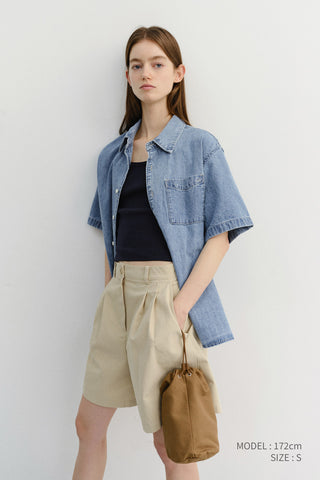 UNISEX LINEN DENIM SHIRT LIGHT BLUE