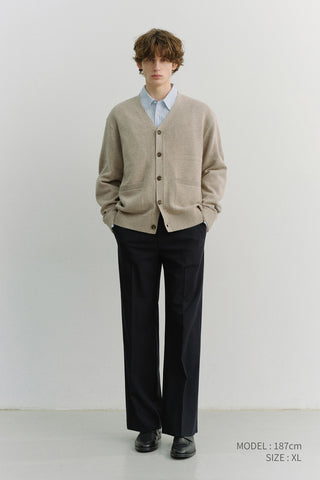 UNISEX BOYFRIEND KNIT CARDIGAN OATMEAL BEIGE