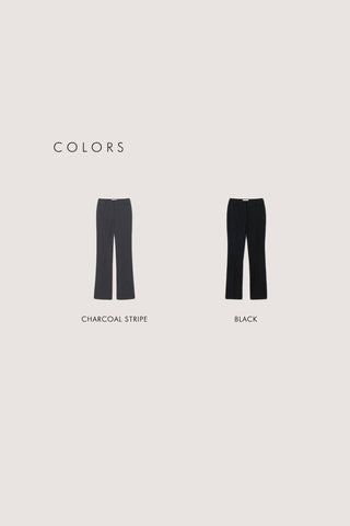 SEMI BOOT-CUT SLIM SLACKS CHARCOAL STRIPE