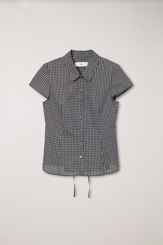 VINTAGE CAP SLEEVE SLIM SHIRT BLACK CHECK