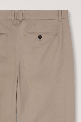 DOUBLE PLEATED WIDE CHINO SLACKS BEIGE