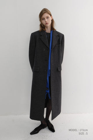 UNISEX 2-WAY 3 BUTTON COAT GREY STRIPE