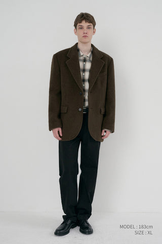 UNISEX ALPACA BLAZER COAT BROWN