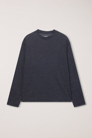 UNISEX LAYERED SET-UP T-SHIRT NAVY BLACK STRIPE