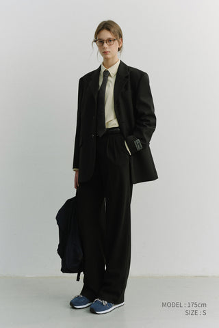 UNISEX 3 BUTTON WOOL BLAZER BLACK