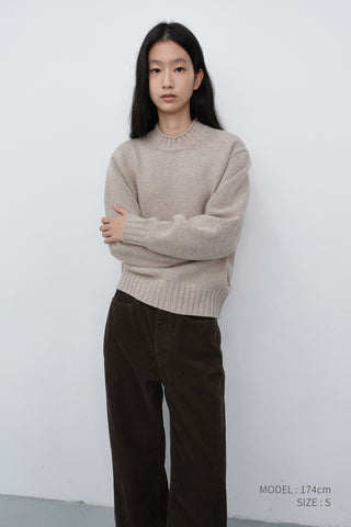 UNISEX CHUNKY ROLL NECK SWEATER LIGHT PEBBLE