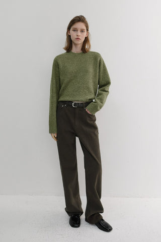 BRUSHED STRAIGHT JEANS KHAKI BROWN
