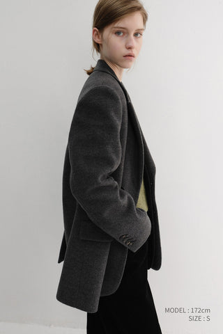 UNISEX LAYERED CASHMERE BLAZER CHARCOAL GREY
