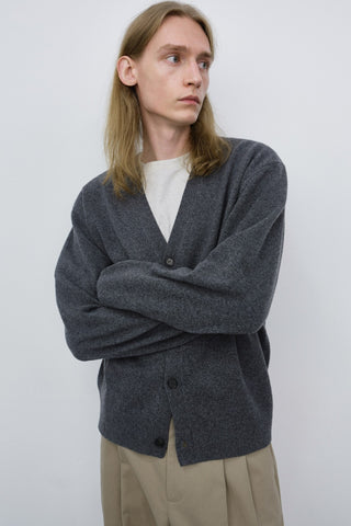 UNISEX V-NECK CARDIGAN MELANGE GREY