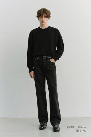 UNISEX BUTTONED CREWNECK SWEATER BLACK