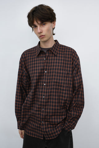 UNISEX CHECKED FLANNEL SHIRT BRICK