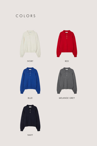 UNISEX CASHMERE COLLARED SWEATER BLUE