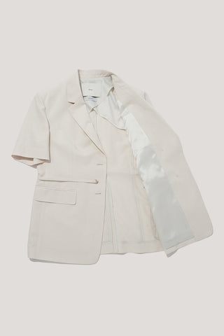 HALF SLEEVE BELTED LINEN JACKET CREAM