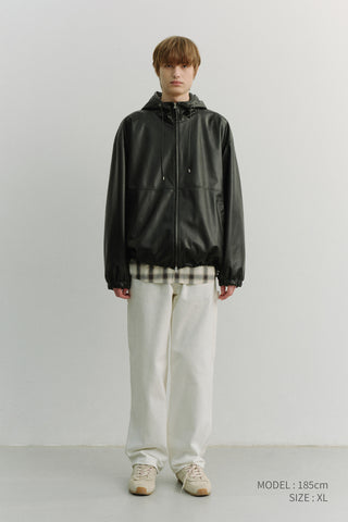 UNISEX ALTER-LEATHER WINDBREAKER BLACK