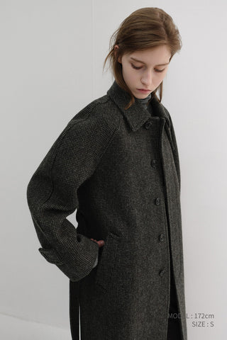 UNISEX RELAXED BALMACAAN COAT BROWN TWEED