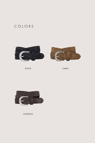 D-BUCKLE SUEDE BELT CAMEL
