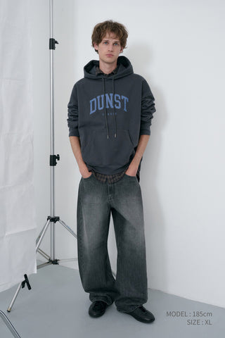 UNISEX ARCH LOGO HOODIE CHARCOAL GREY