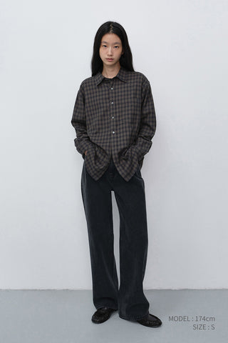 UNISEX CHECKED FLANNEL SHIRT KHAKI
