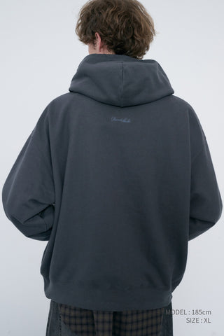 UNISEX ARCH LOGO HOODIE CHARCOAL GREY