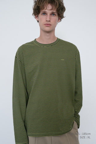 UNISEX MUTED STRIPED T-SHIRT OLIVE KHAKI