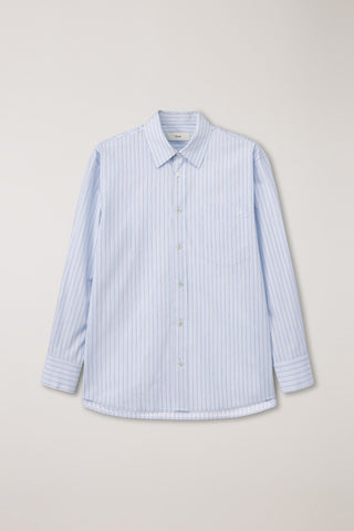 UNISEX OVERSIZED STRIPED SHIRT SKY BLUE STRIPE