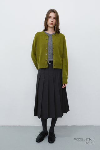 UNISEX CREWNECK KNIT CARDIGAN OLIVE GREEN