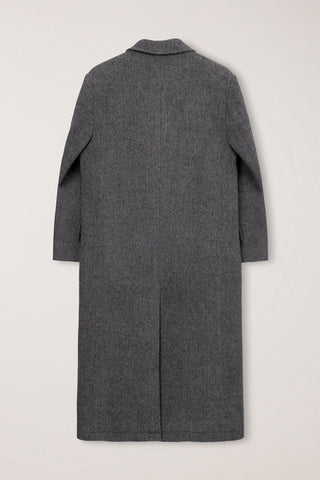 UNISEX LOOSE DOUBLE-BREASTED COAT GREY HERRINGBONE
