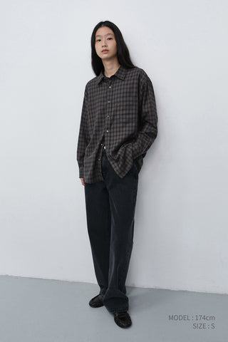 UNISEX CHECKED FLANNEL SHIRT KHAKI