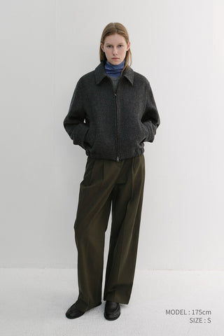 UNISEX COLLARED WOOL BLOUSON CHARCOAL GREY