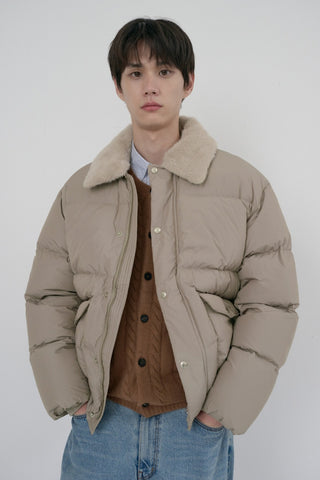 UNISEX COLLARED GOOSE DOWN JACKET BEIGE