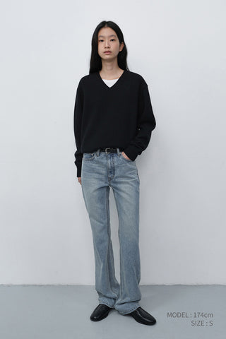 UNISEX CASHMERE V-NECK SWEATER BLACK