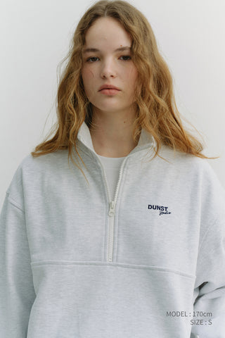 UNISEX RELAXED HALF ZIP-UP SWEATSHIRT LIGHT MELANGE GREY