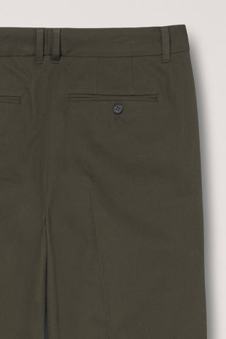 DOUBLE PLEATED WIDE CHINO SLACKS KHAKI