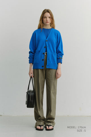 UNISEX BOYFRIEND KNIT CARDIGAN BLUE