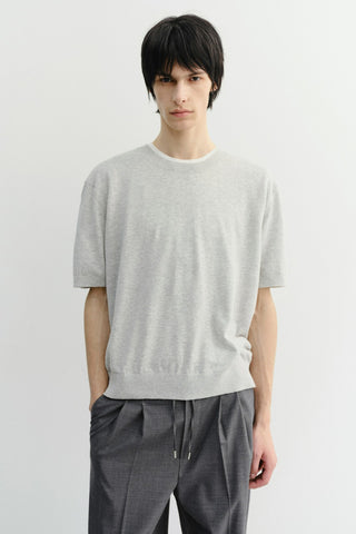 UNISEX LINEN CREWNECK KNIT MELANGE GREY