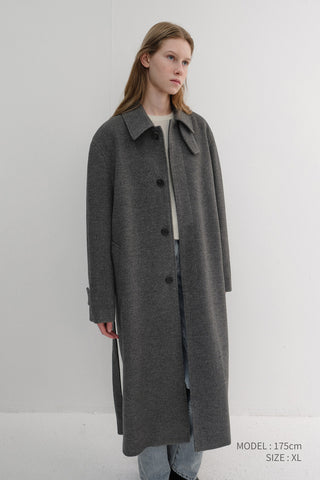UNISEX BELTED CASHMERE MAC COAT MELANGE GREY