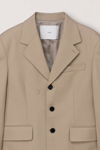 UNISEX REFINED MASCULINE WOOL BLAZER CARAMEL BEIGE