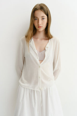 SUMMER ESSENTIAL CREWNECK CARDIGAN WHITE