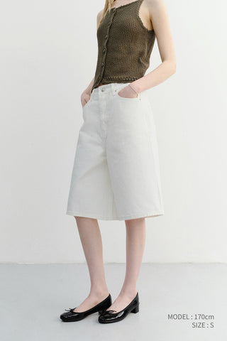 RELAXED BERMUDA DENIM SHORTS IVORY