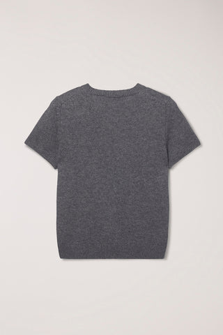 HALF SLEEVE KNIT TOP MELANGE GREY