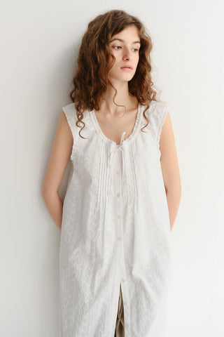 NEEDLEWORK BABYDOLL DRESS WHITE