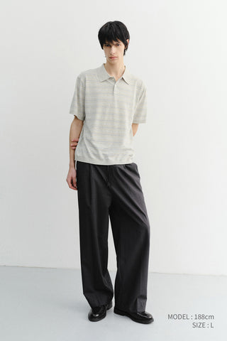 LOUNGE WOOL SLACKS GREY STRIPE