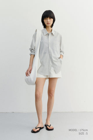 UNISEX SEERSUCKER BD SHIRT IVORY CHECK
